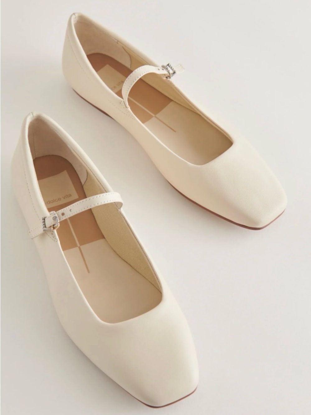 Dolce Vita Reyes Wide Ballet Flats Ivory Leather 8.5